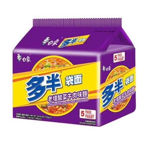 白象多半袋-老坛酸菜牛肉味面 5连包 625g