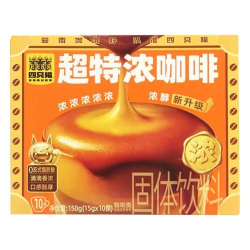 四只猫 超特浓咖啡粉盒装(10条）150g